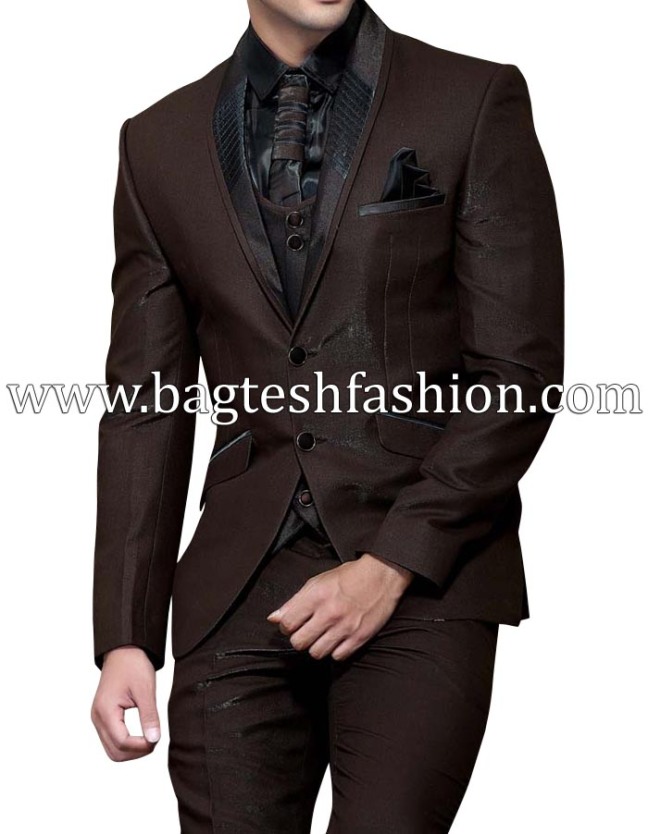 Traditional Two Button Chocolate Tuxedo Suit