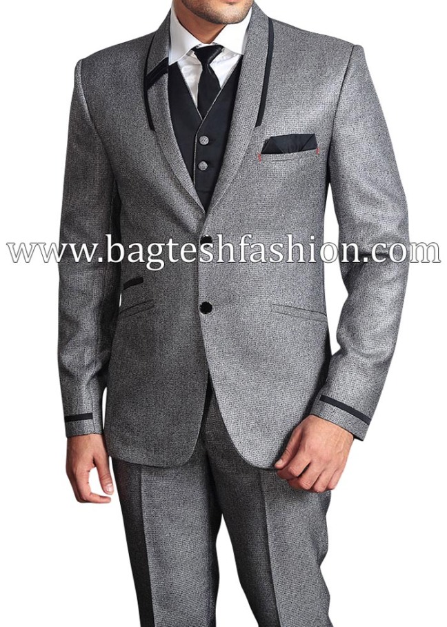 Wedding Shiny Silver Tuxedo Suit